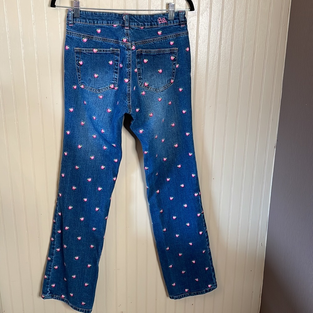 Lilly Pulitzer blue jeans with strawberries embroidered all over size 4 - Picture 3 of 5